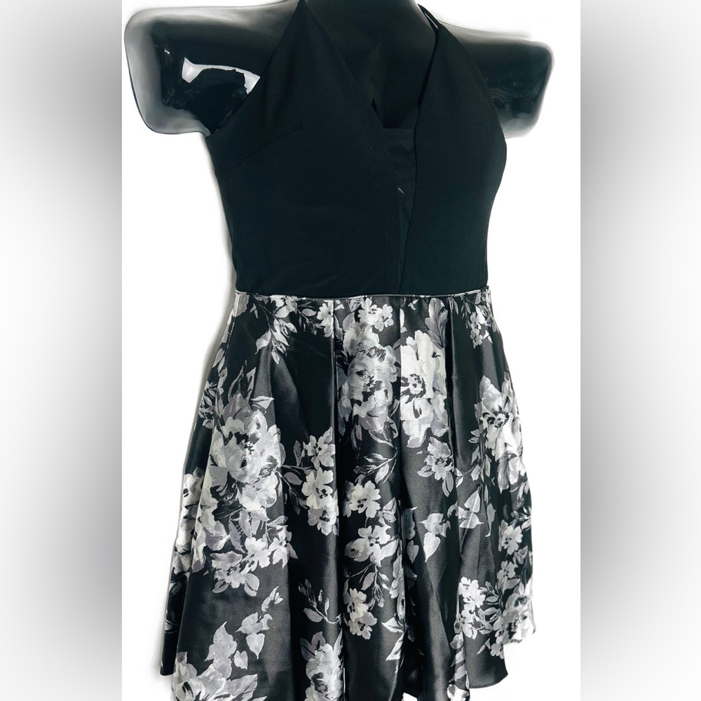 Elegant Black and White Floral Dress NWOT